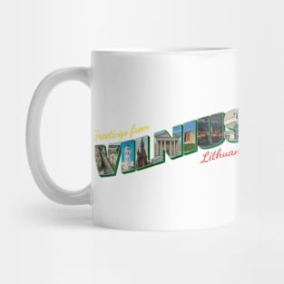 Greetings from Vilnius in Lithuania Vintage style retro souvenir Mug